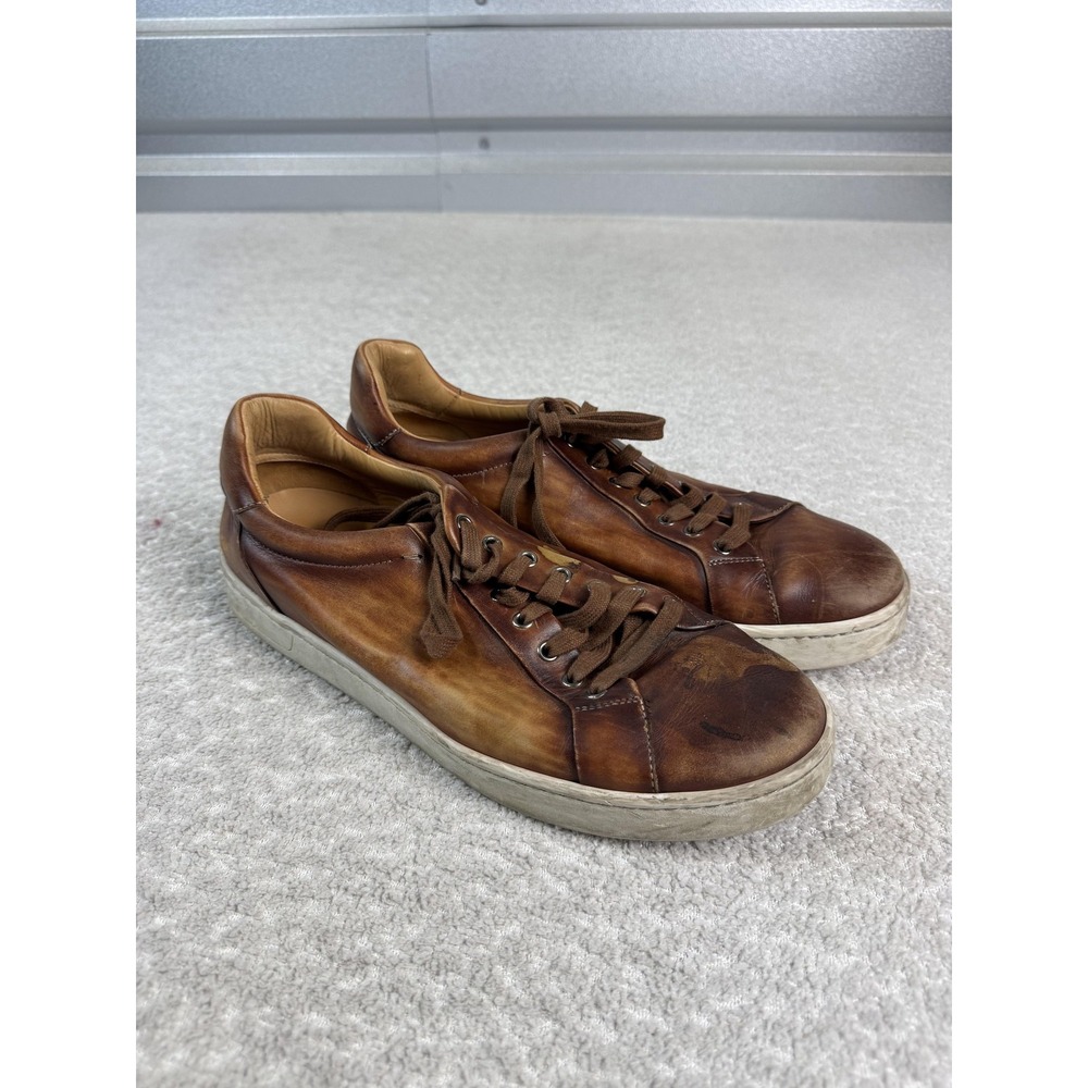 Magnanni Shoes Mens Size 9.5 Medium Leather Low Top Lace Up Casual Sneakers